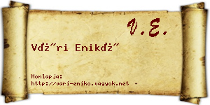 Vári Enikő névjegykártya